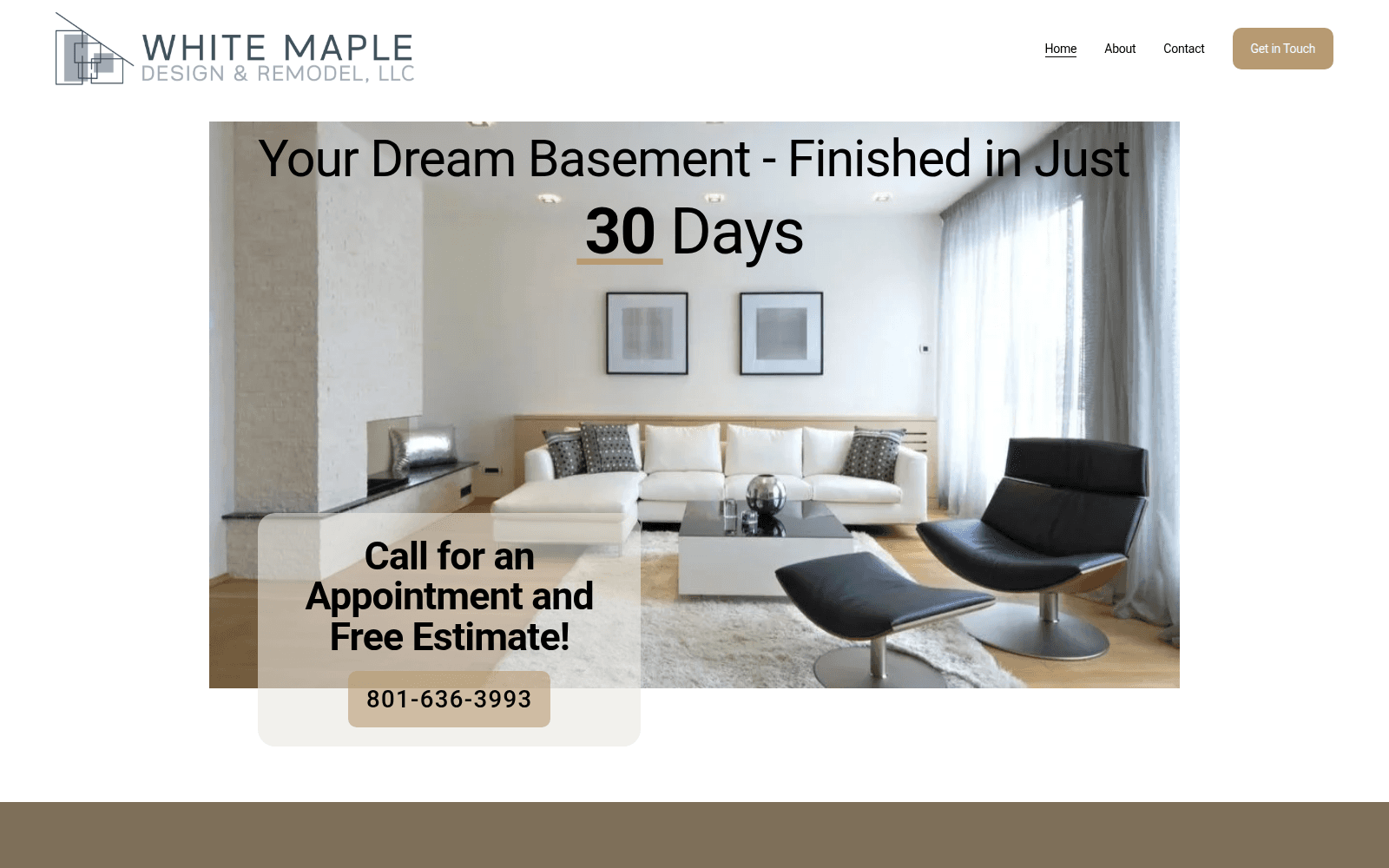 White Maple Design & Remodel's old website, before RevCore HQ